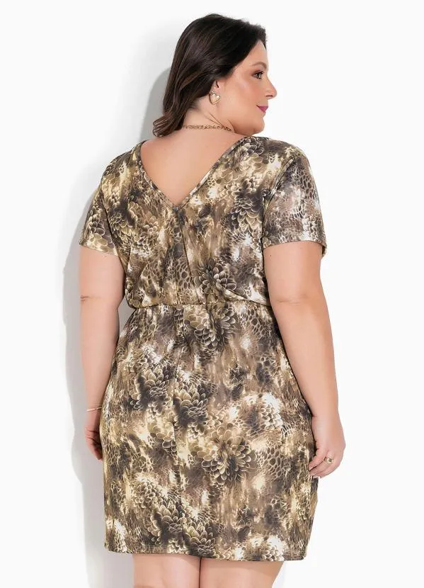 Marguerite - Vestido Floral Bege com Mangas Plus Size 2