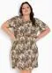 Marguerite - Vestido Floral Bege com Mangas Plus Size - variação: Floral Bege