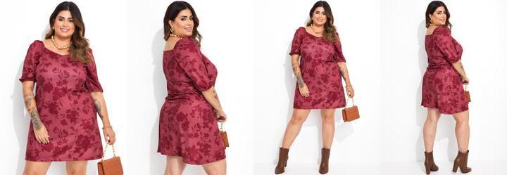 Vestido Floral Bord em Jersey Acetinado