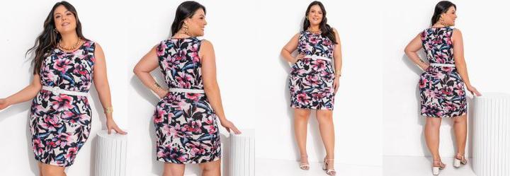 Vestido Floral Borrado em Malha de Viscose