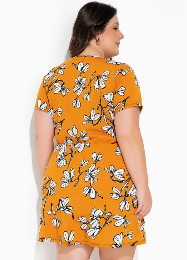 Marguerite - Vestido Floral Caramelo Transpassado Plus Suze 4