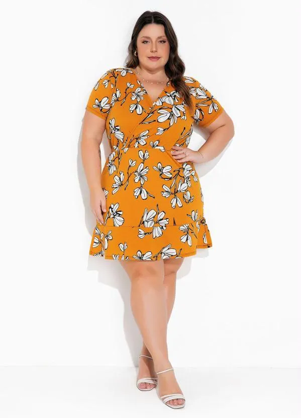 Marguerite - Vestido Floral Caramelo Transpassado Plus Suze 2