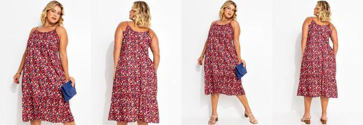 Vestido Floral Colorido em Jersey Acetinado