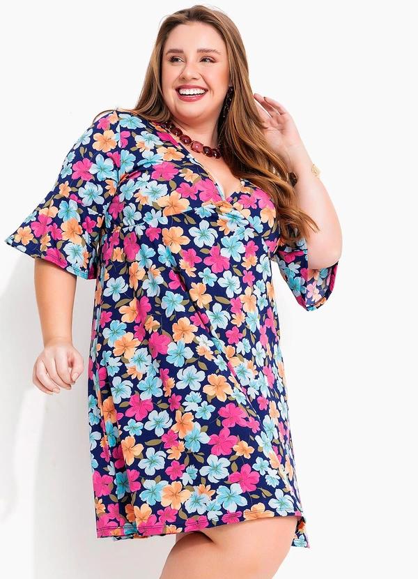 Marguerite - Vestido Floral Colorido em Malha Fria