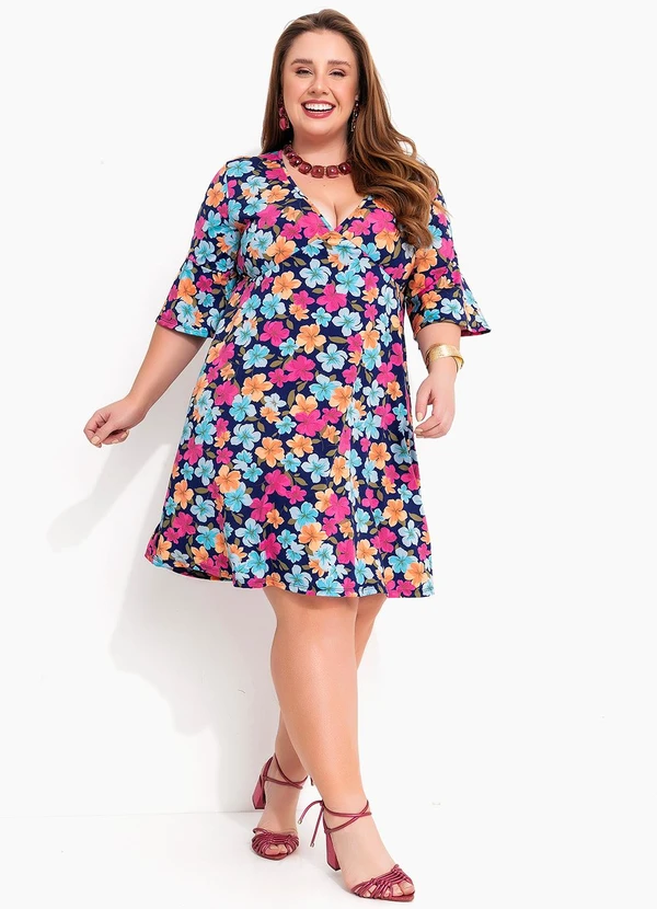 Marguerite - Vestido Floral Colorido em Malha Fria 4