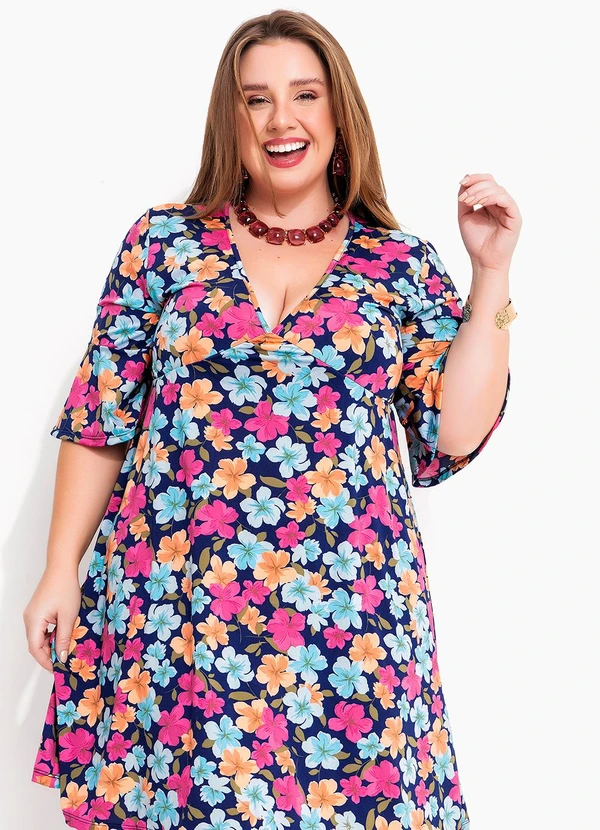 Marguerite - Vestido Floral Colorido em Malha Fria 3