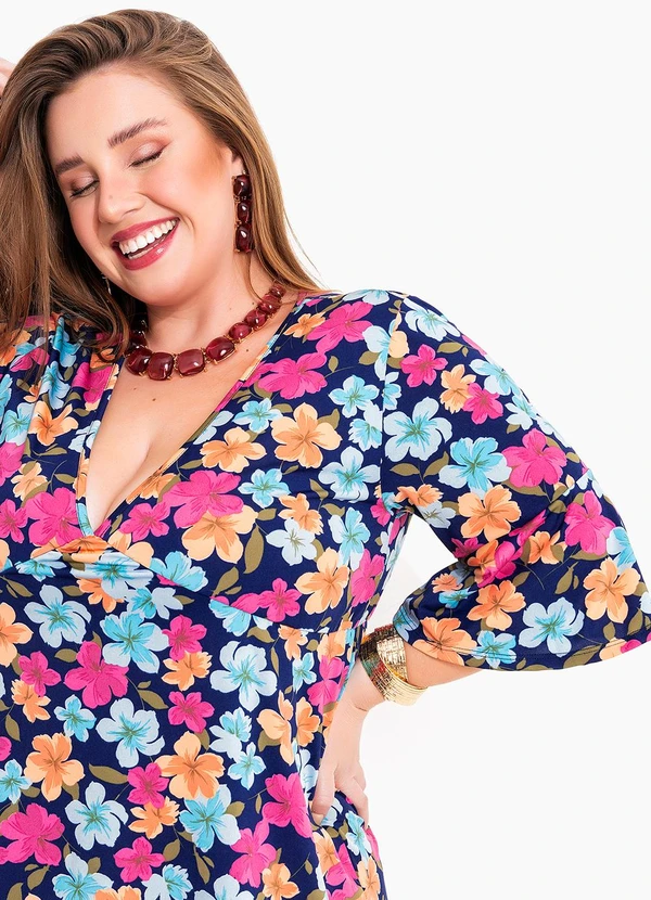 Marguerite - Vestido Floral Colorido em Malha Fria 1