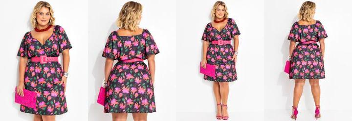 Vestido Floral Extico em Jersey Acetinado