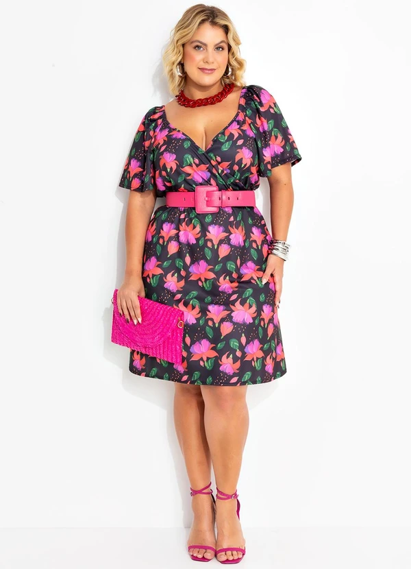 Marguerite - Vestido Floral Exótico em Jersey Acetinado 3