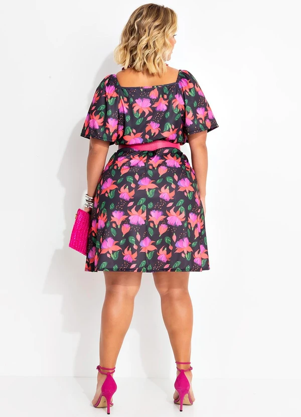 Marguerite - Vestido Floral Exótico em Jersey Acetinado 5