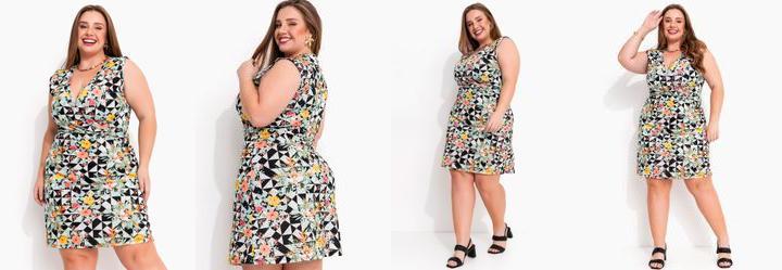 Vestido Floral Geomtrico em Malha