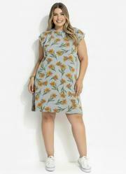 Vestido Floral Mescla em Meia Malha