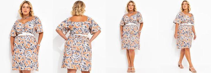 Vestido Floral Orgnico em Jersey Acetinado