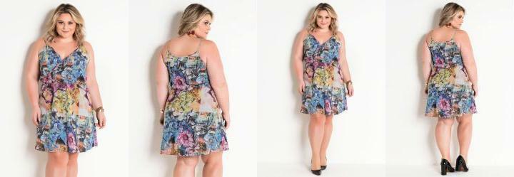 Vestido Floral Plus Size com Alas e Transpasse