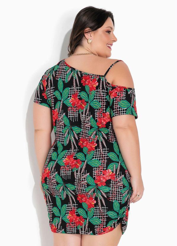 Marguerite - Vestido Floral Preto Assimétrico Plus Size 4