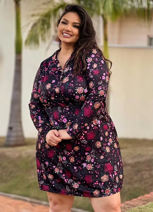Vestido Curto Vestido Longo Plus Size Floral Moda Plus Lojas