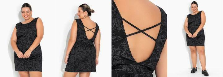 Vestido Floral Preto com Tiras Plus Size