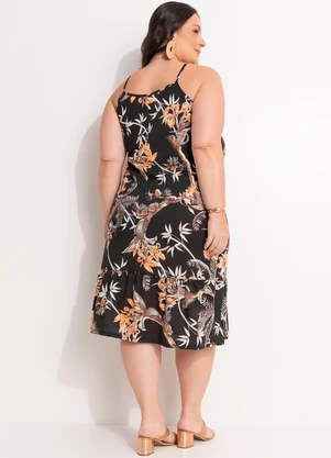 Marguerite - Vestido Floral Preto em Poliviscose - MARGUERITE