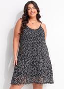 Vestido Floral Preto Liberty em Tule Plissado