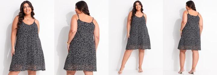 Vestido Floral Preto Liberty em Tule Plissado