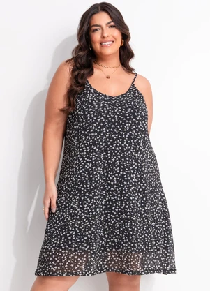 Marguerite - Vestido Floral Preto Liberty em Tule Plissado - MARGUERITE