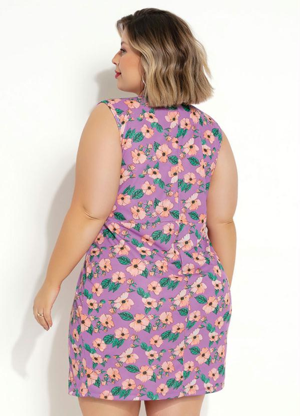 Marguerite - Vestido Floral Roxo Transpassado Plus Size 2