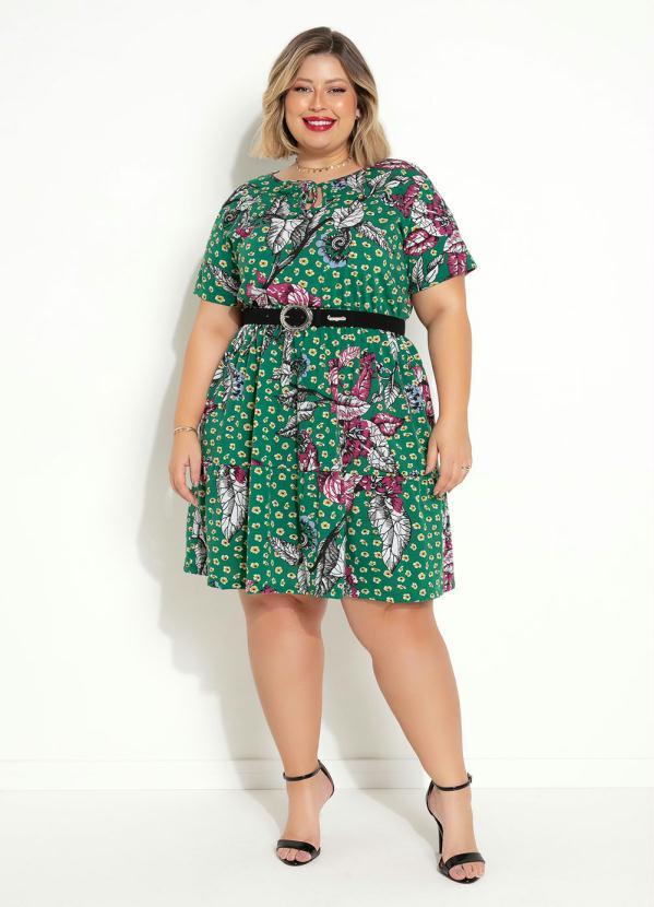 Marguerite - Vestido Floral Verde com Babado Plus Size 4