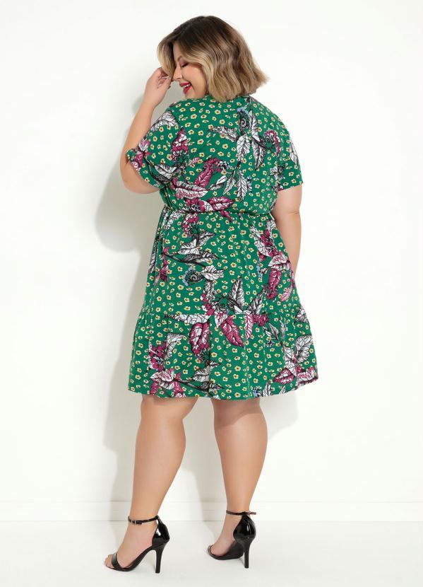 Marguerite - Vestido Floral Verde com Babado Plus Size 5