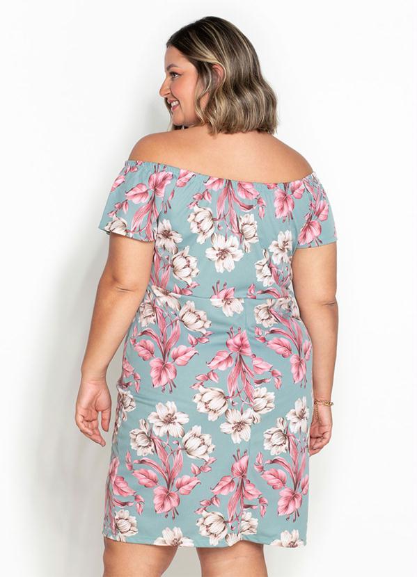 Outlet - Vestido Floral Verde Ombro a Ombro Plus Size 2
