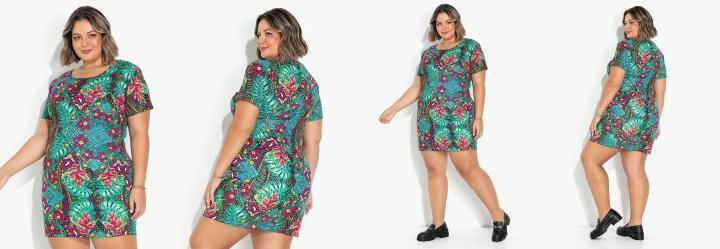 Vestido Floral Verde Tubinho Plus Size