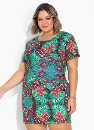 Marguerite - Vestido Floral Verde Tubinho Plus Size - MARGUERITE