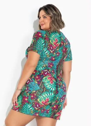 Marguerite - Vestido Floral Verde Tubinho Plus Size - MARGUERITE