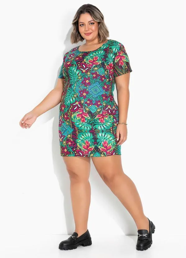 Marguerite - Vestido Floral Verde Tubinho Plus Size 3