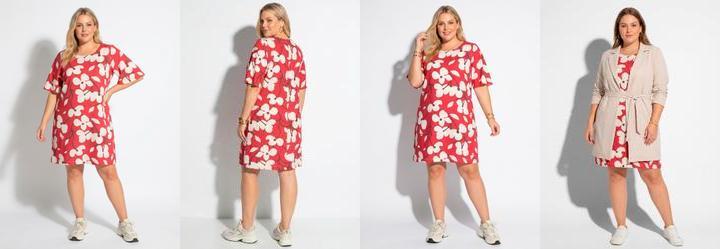 Vestido Floral Vermelho em Malha Fria