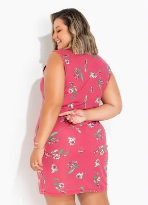 Marguerite - Vestido Floral Vermelho Tubinho Plus Size - MARGUERITE