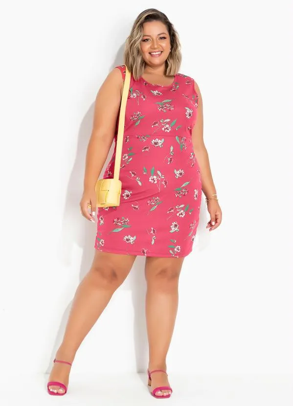Marguerite - Vestido Floral Vermelho Tubinho Plus Size 3