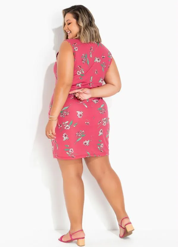 Marguerite - Vestido Floral Vermelho Tubinho Plus Size