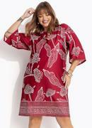 Vestido Folhagem Barrada em Malha Fria