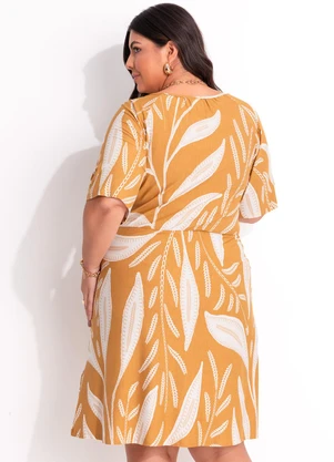 Marguerite - Vestido Folhagem Bege em Malha de Viscose - MARGUERITE
