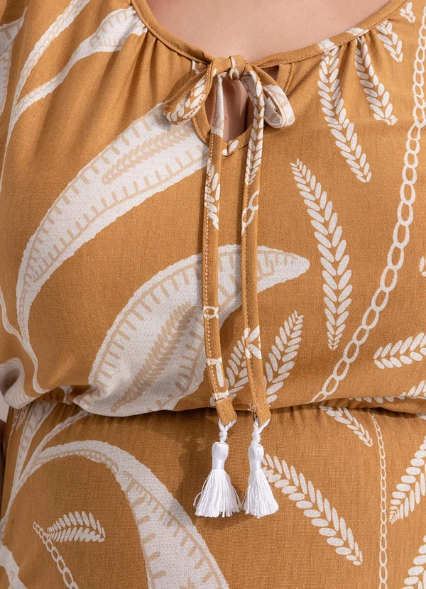 Marguerite - Vestido Folhagem Bege em Malha de Viscose 6