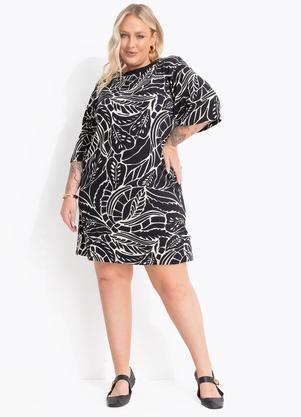 Vestido (Folhagem Preta) em Malha de Viscose