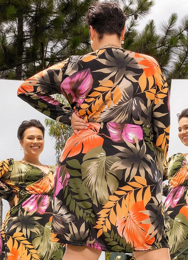 Marguerite - Vestido Folhagem Preta em Malha 2