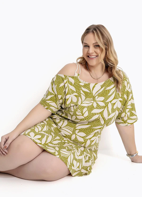 Marguerite - Vestido Folhagem Verde em Malha de Viscose 8