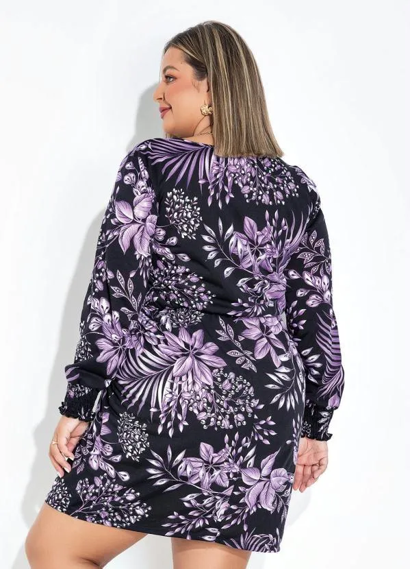 Marguerite - Vestido Folhas Roxo com Lastex Plus Suze 2