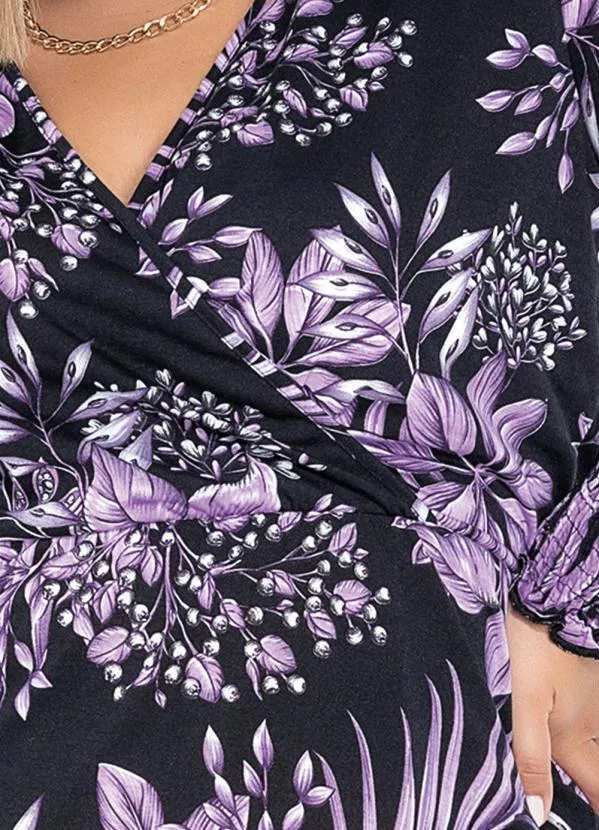 Marguerite - Vestido Folhas Roxo com Lastex Plus Suze 3