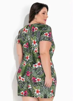 Marguerite - Vestido Folhas Verde Tubinho Plus Size - MARGUERITE