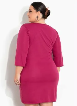 Marguerite - Vestido Fúcsia com Decote Quadrado Plus Size - MARGUERITE