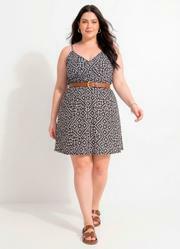 Vestido Geom�trico Cinza em Malha