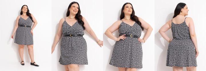 Vestido Geom�trico Cinza em Malha