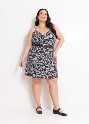 Marguerite - Vestido Geométrico Cinza em Malha - MARGUERITE